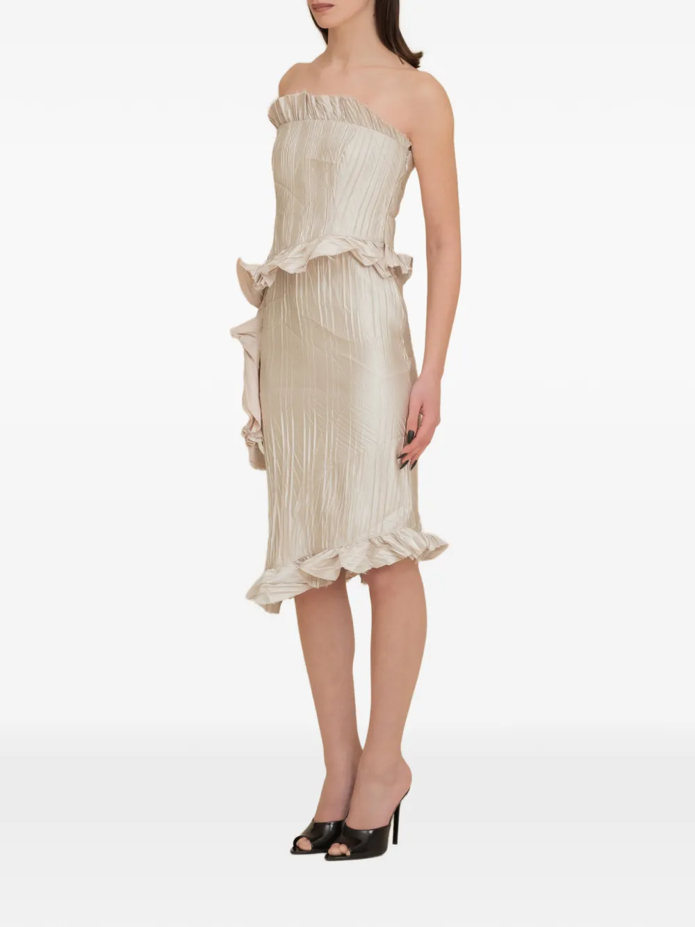 Contessa Mills Le Fay geplooide top met ruches Beige