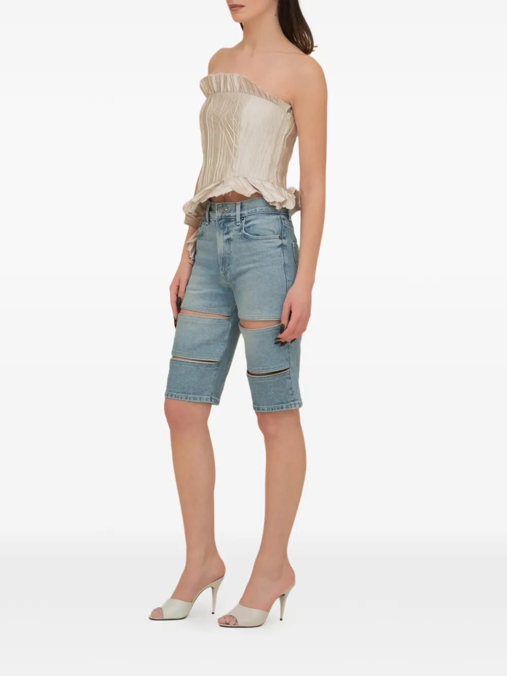 Contessa Mills Le Fay geplooide top met ruches Beige