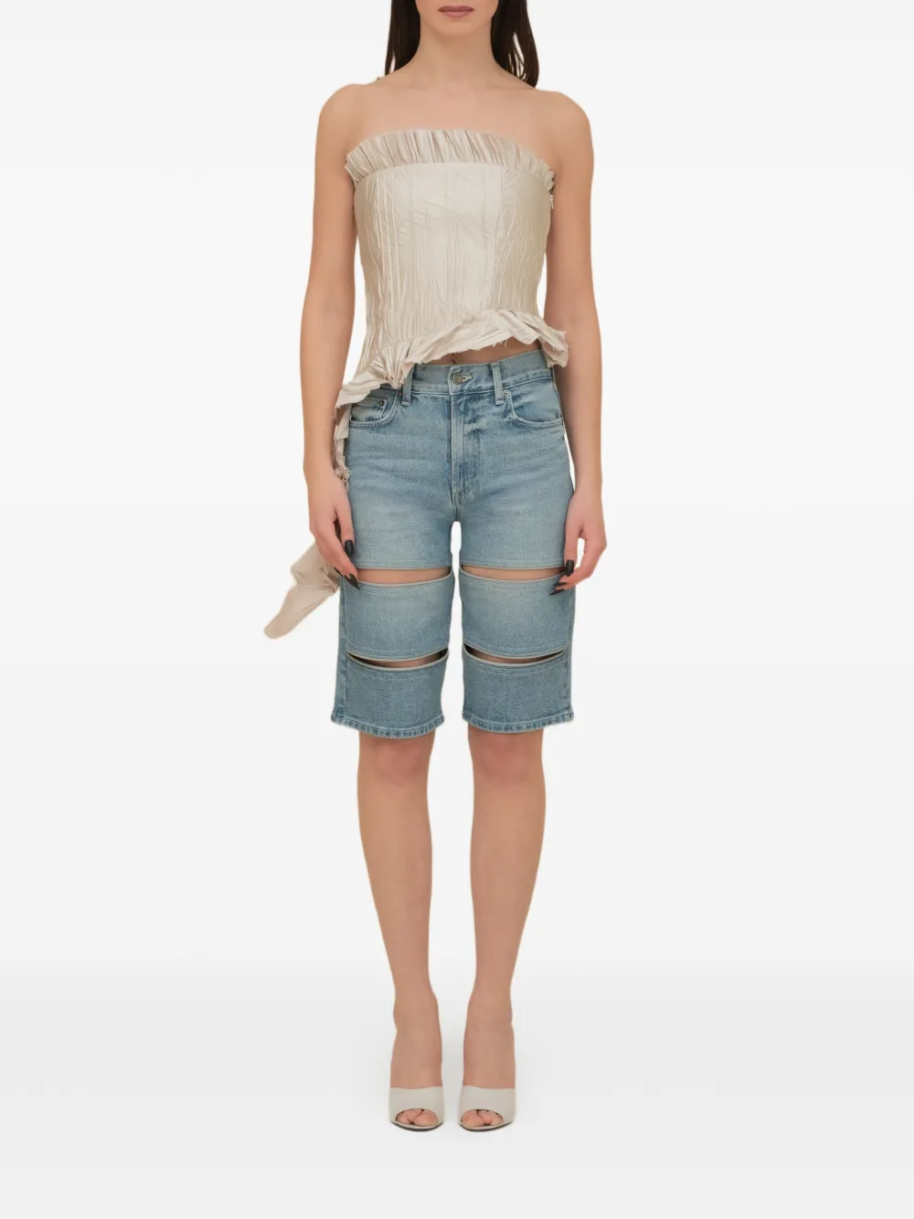Contessa Mills Le Fay geplooide top met ruches Beige