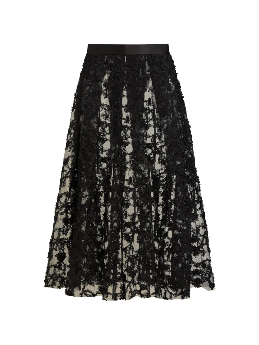 Contessa Mills Raven floral-appliqué sheer midi skirt · XXS