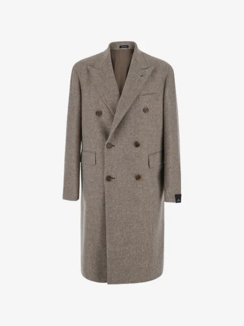 Tagliatore herringbone-pattern double-breasted coat