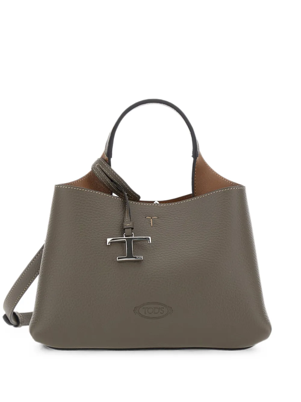 Tod's T Timeless pebbled handbag - Marrone