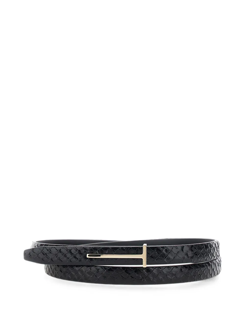 TOM FORD T-logo snakeskin-effect belt - Nero