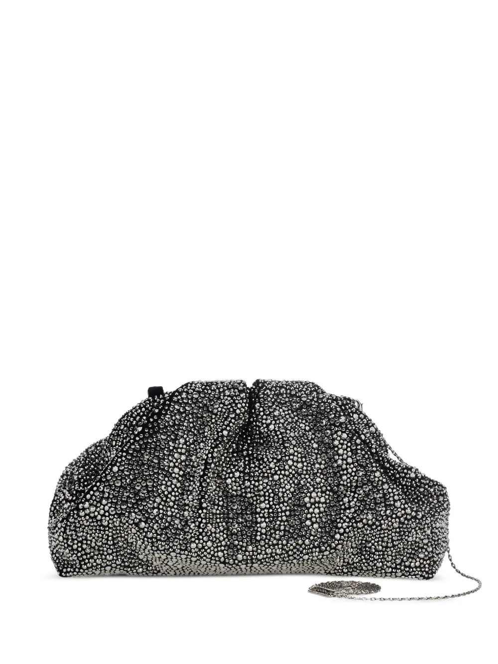 TWENTY FOURHAITCH Mirach crystal-embellished ruched clutch bag - Argento