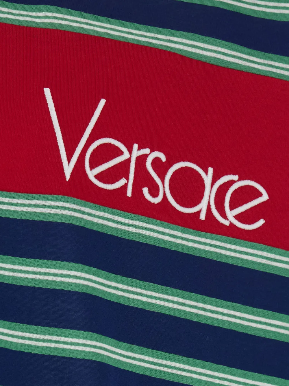 Versace Gestreept poloshirt met logo-detail en lange mouwen Blauw