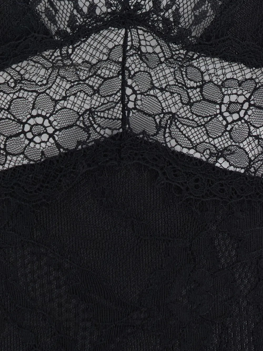 THE ANDAMANE Florida lace-panel halterneck bodysuit Zwart