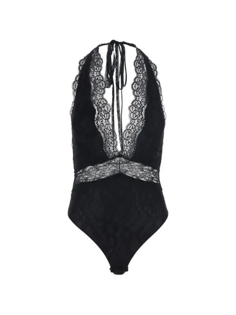 THE ANDAMANE Florida lace-panel halterneck bodysuit