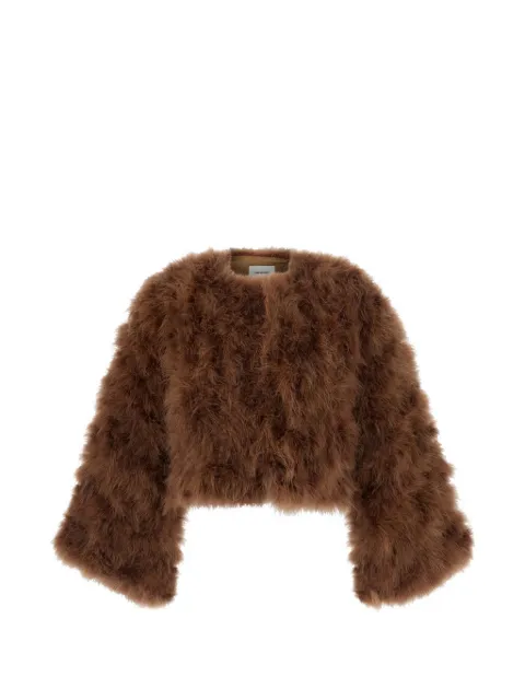 Yves Salomon feather-embellished cropped jacket