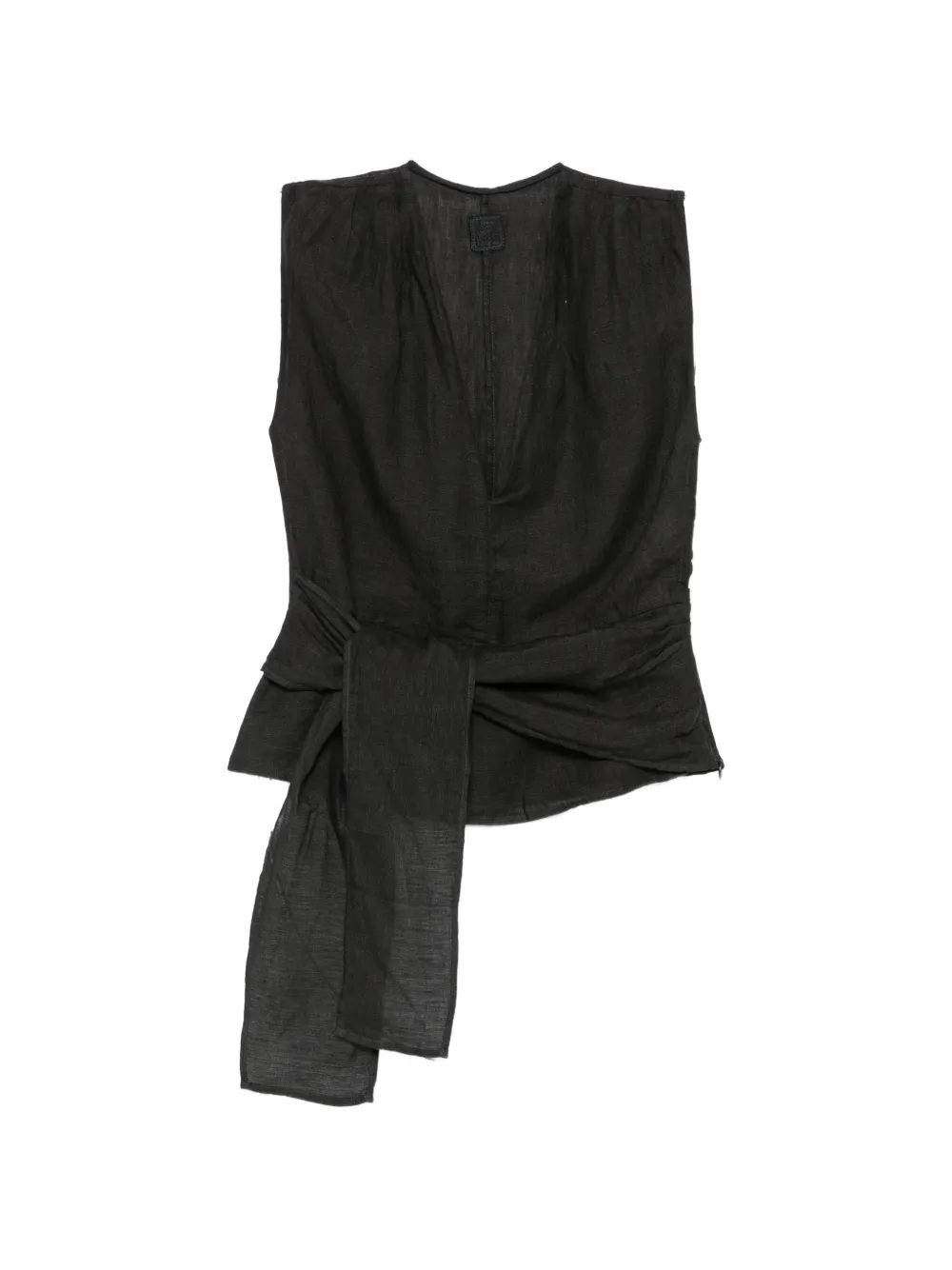 120% Lino tie-waist V-neck top - Nero