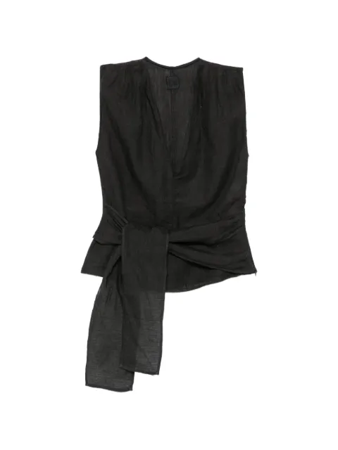 120% Lino tie-waist V-neck top