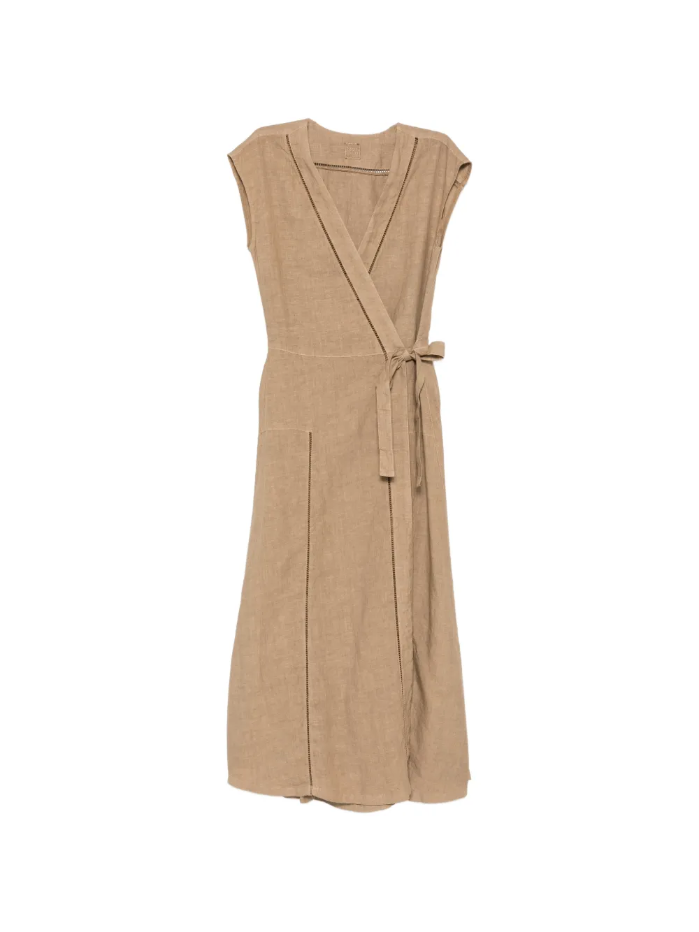 120% Lino wrap-style midi dress - Toni neutri