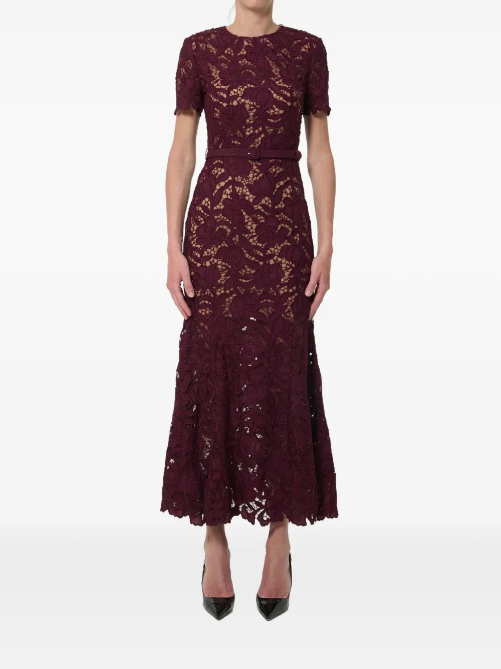 Self-Portrait belted midi dress - Red