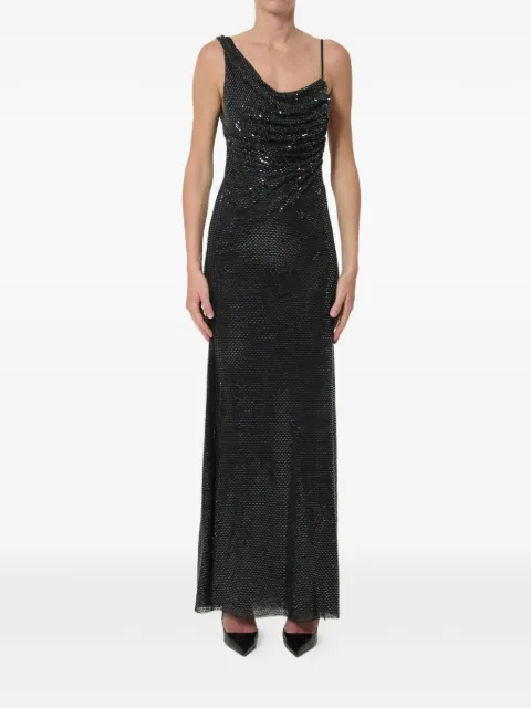 Self-Portrait rhinestone-embellished draped maxi dress