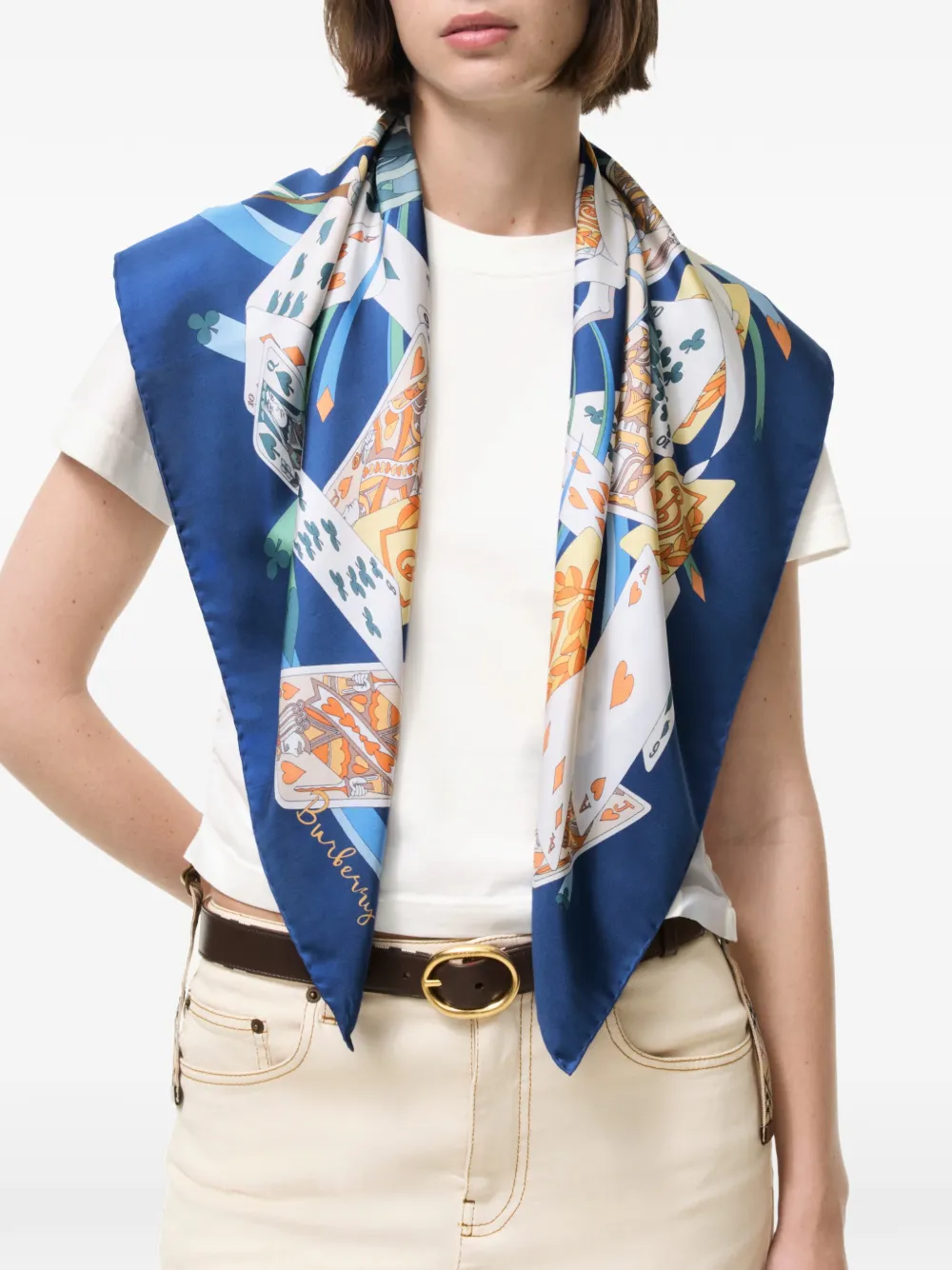 Burberry House of Cards zijden sjaal Blauw