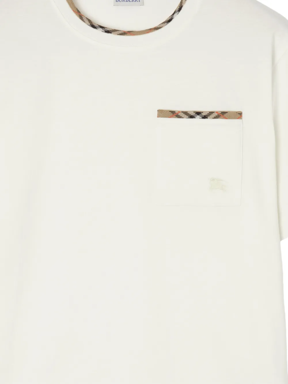 Burberry T-shirt met geruite afwerking en zak Wit