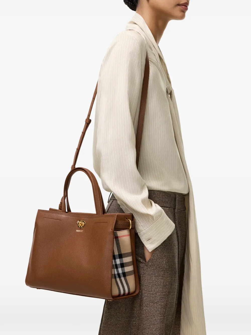 Burberry Kleine Cotswolds Check tote Bruin