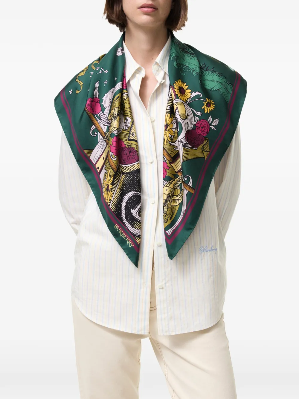 Burberry Knight zijden sjaal Groen