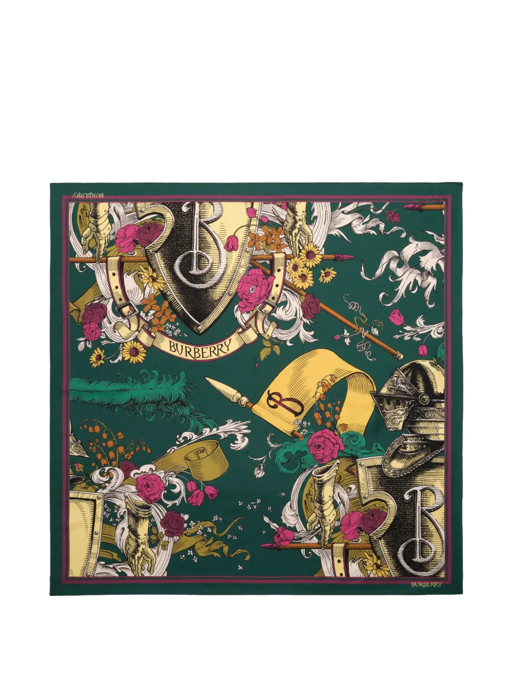 Burberry etched-Knight silk scarf - Green