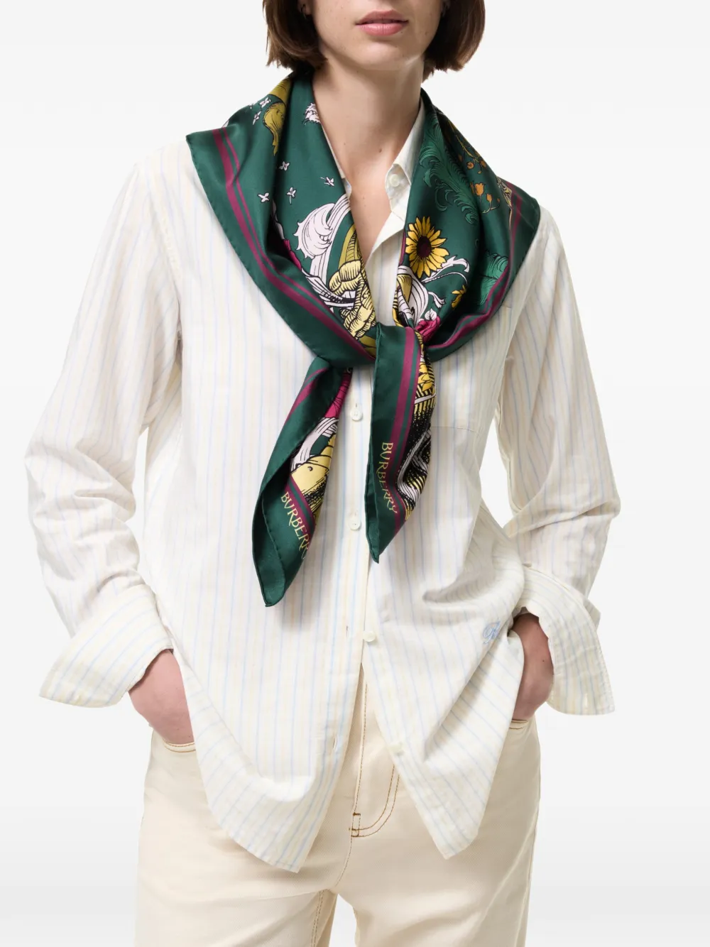 Burberry Knight zijden sjaal Groen