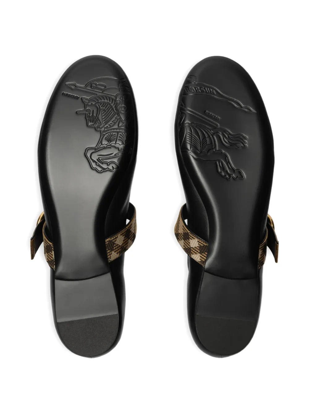 Burberry Check-strap leather Robin ballerinas Zwart