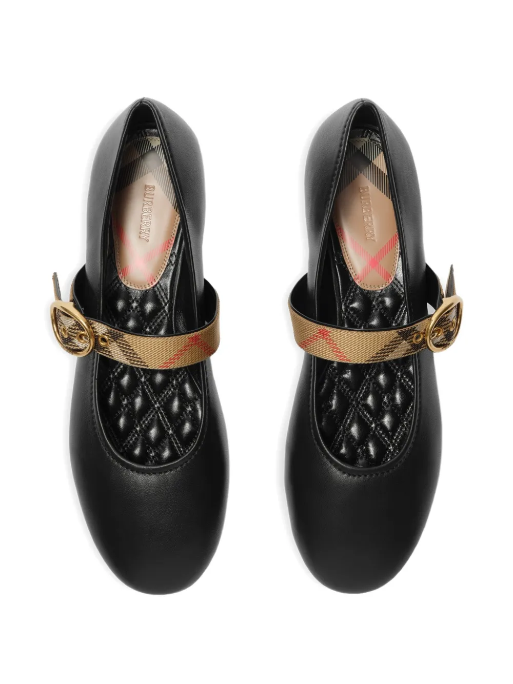 Burberry Check-strap leather Robin ballerinas Zwart