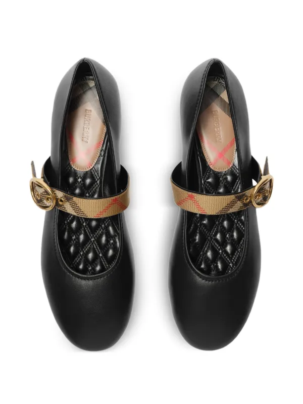Burberry Robin チェック レザーバレエシューズ | ブラック | FARFETCH JP