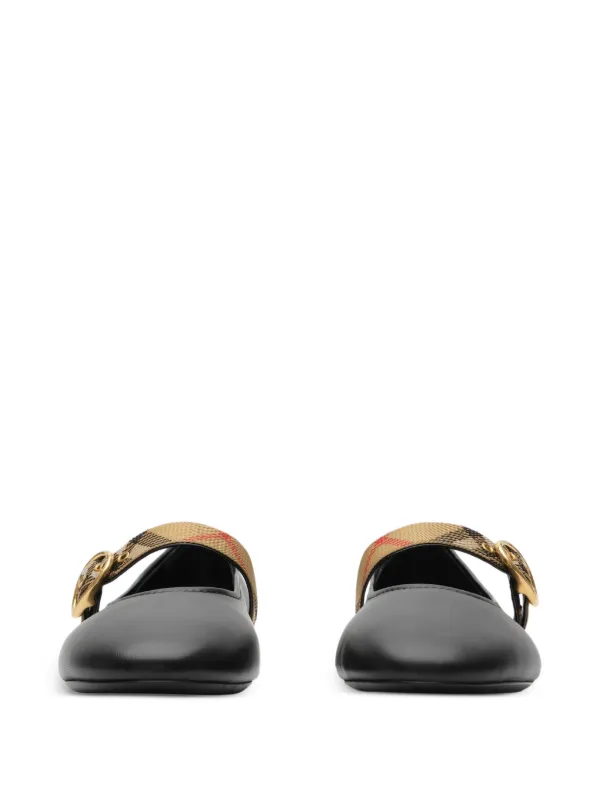 Burberry Robin チェック レザーバレエシューズ | ブラック | FARFETCH JP
