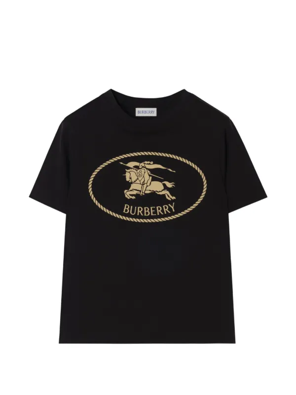 Burberry Kids Knight-stamp Cotton T-shirt | Black | FARFETCH
