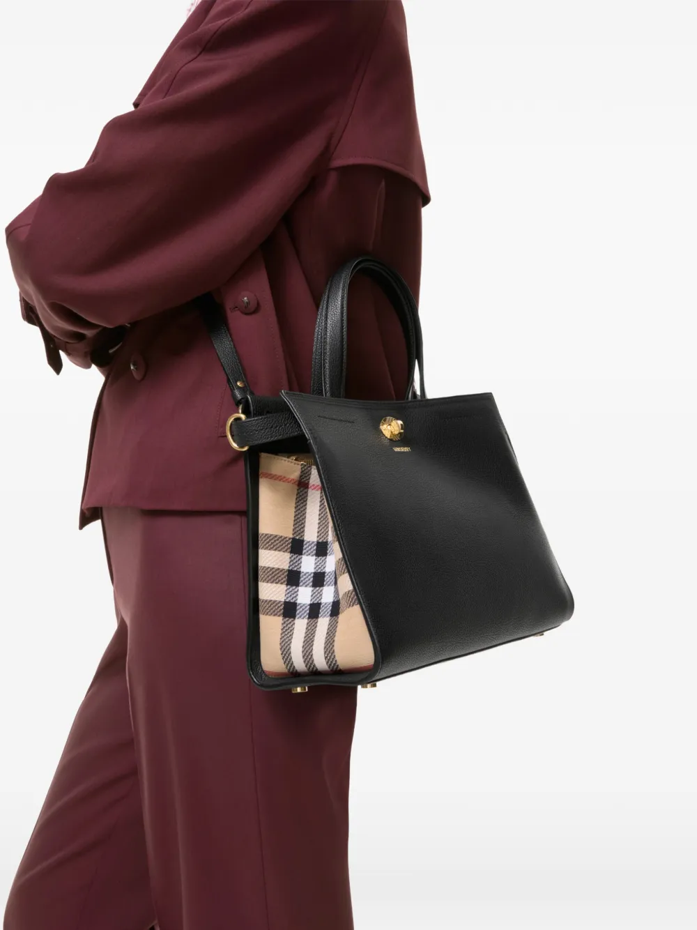 Burberry Cotswolds Check kleine shopper Zwart
