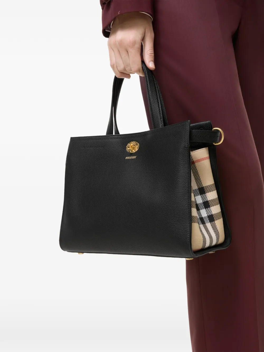 Burberry Cotswolds Check kleine shopper Zwart