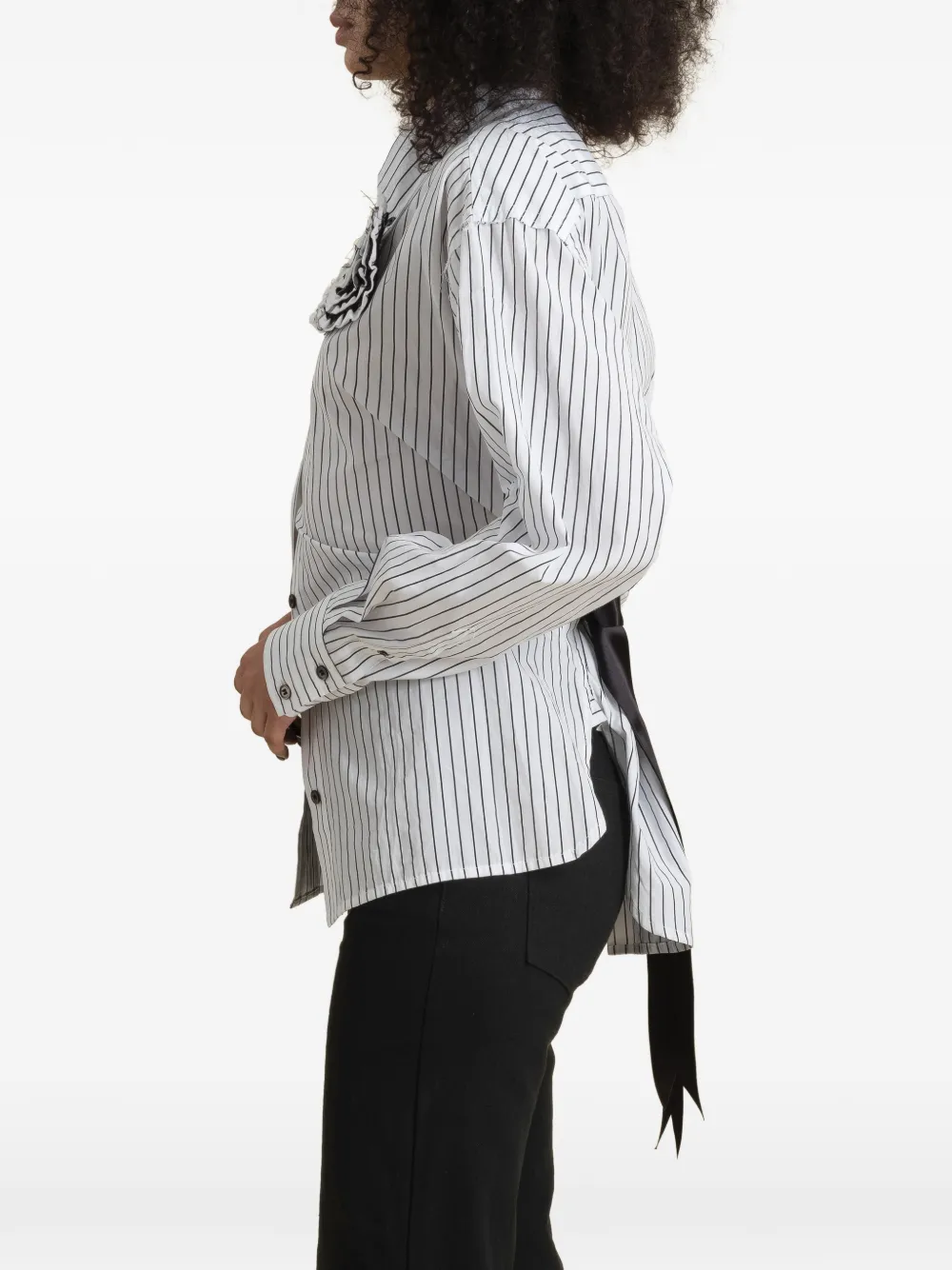 Contessa Mills Helix gestreept blouse met rozet detail Wit