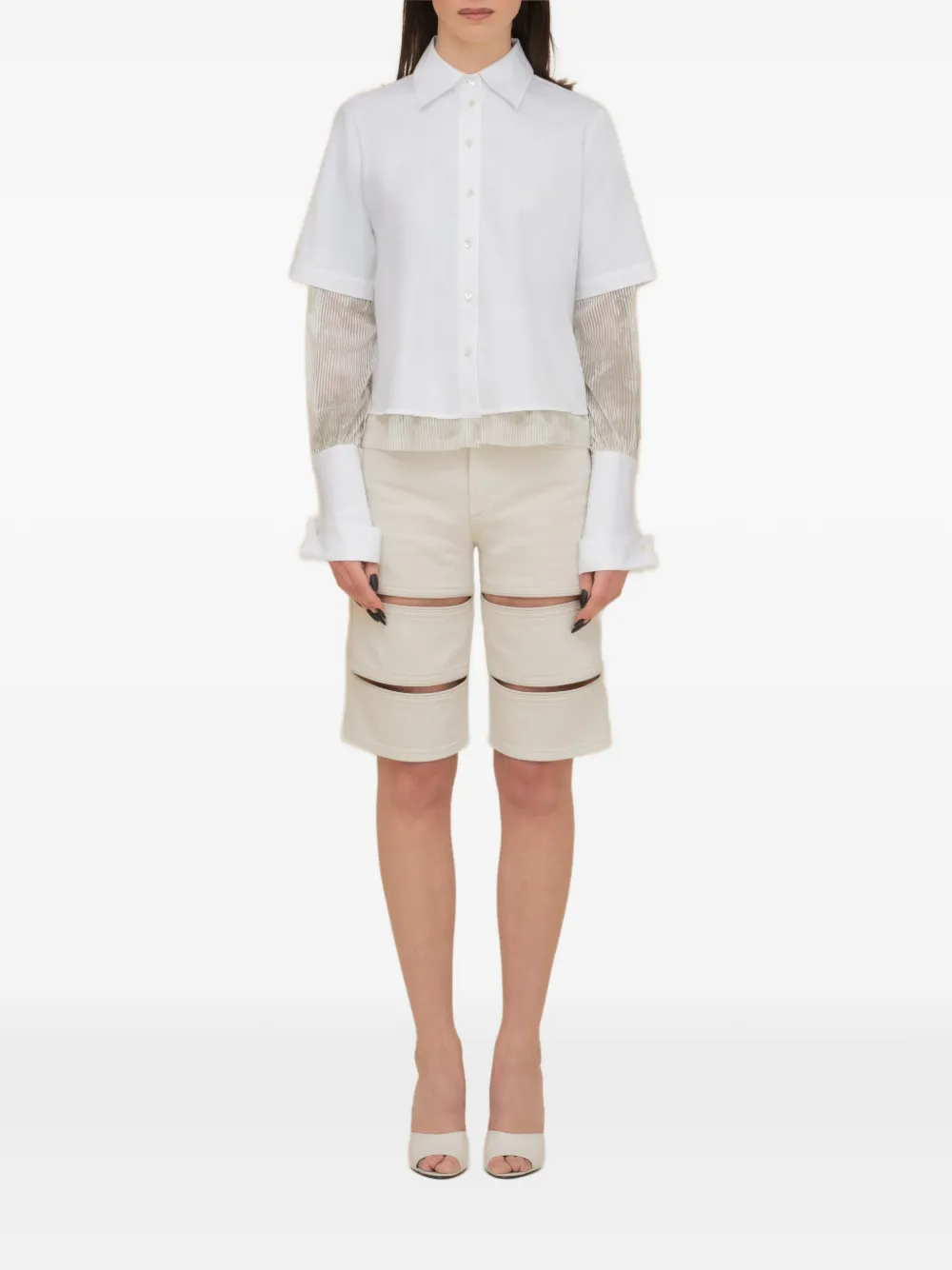 Contessa Mills Aradia blouse met gelaagde mouwen Wit