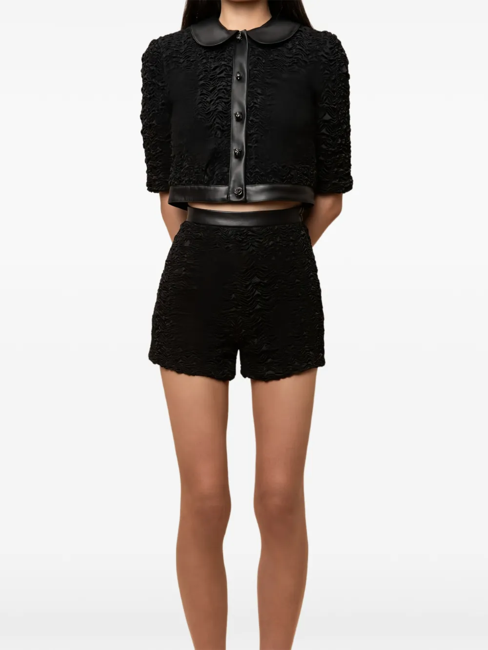 Contessa Mills Blair leather-trim shorts - Black