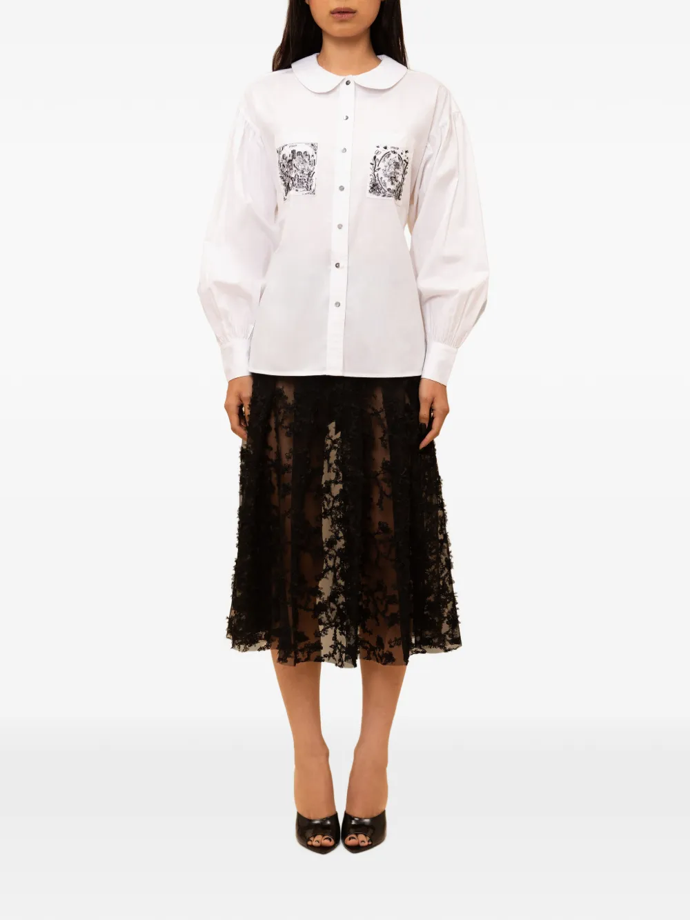 Contessa Mills Tarot blouse met grafische print Wit