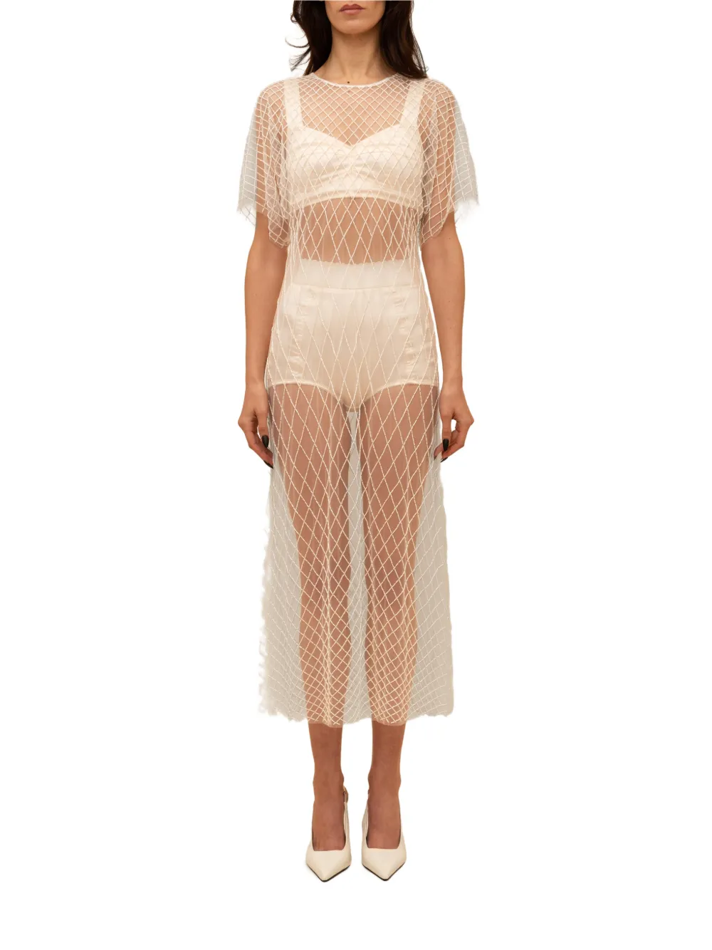 Contessa Mills Wraith midi-jurk Wit