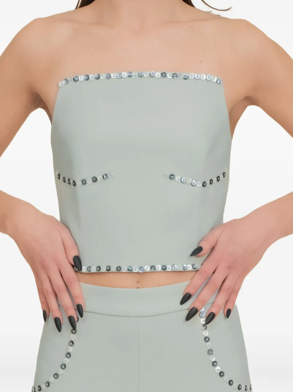 Contessa Mills Benjamin bustier verfraaid met knopen Groen
