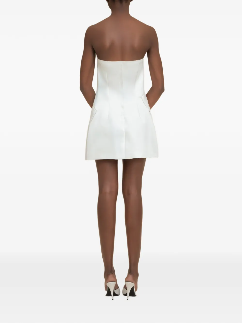 Contessa Mills Strapless button-up mini-jurk Wit