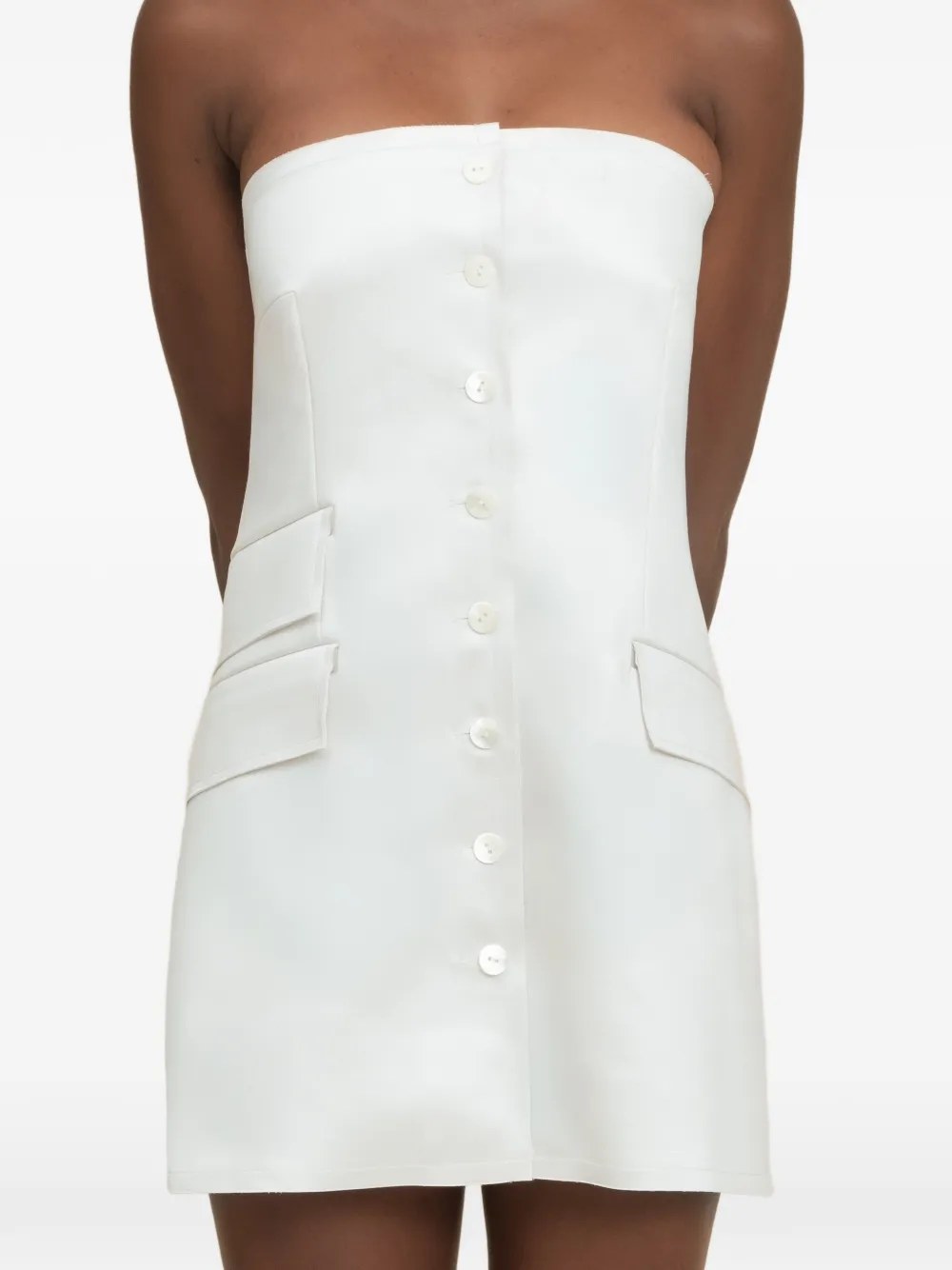 Contessa Mills Strapless button-up mini-jurk Wit