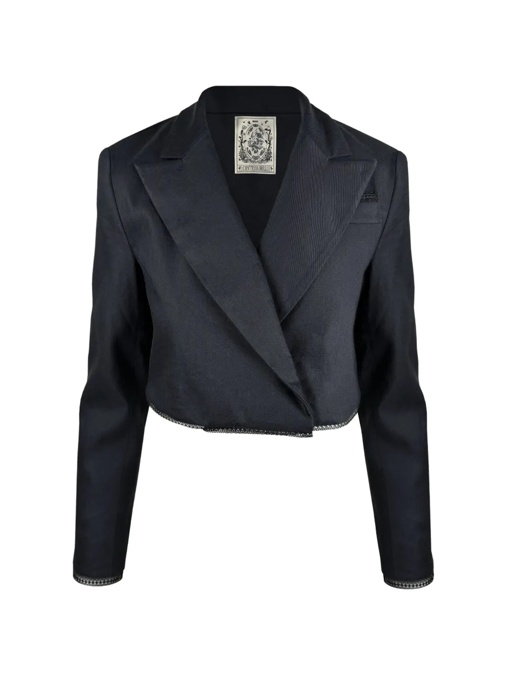 Contessa Mills Morgaine lace-trim cropped blazer - Black