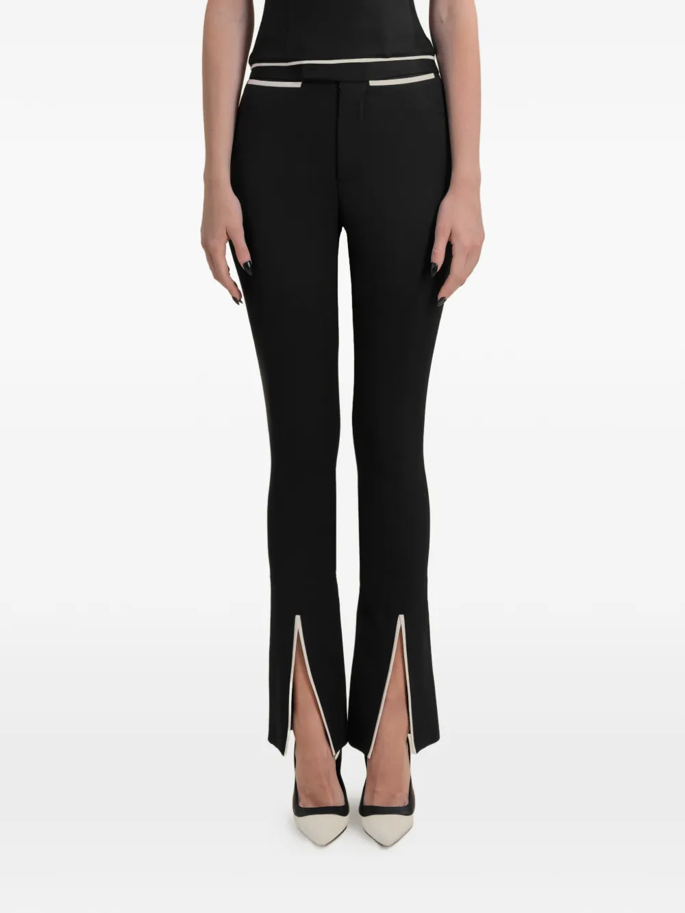 Contessa Mills Helix contrast-trim trousers - Schwarz