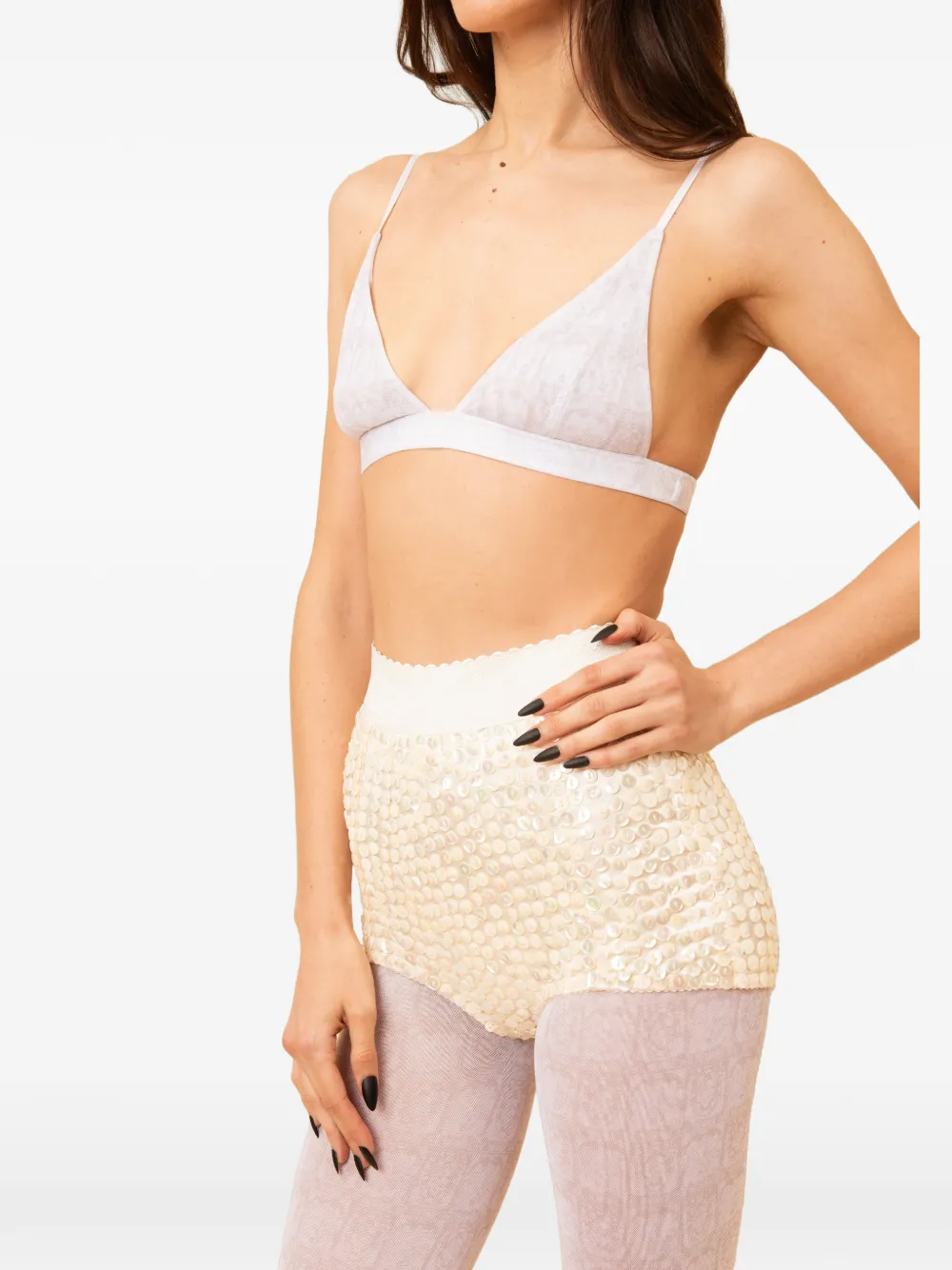 Contessa Mills Tarot panty met grafische prints Wit