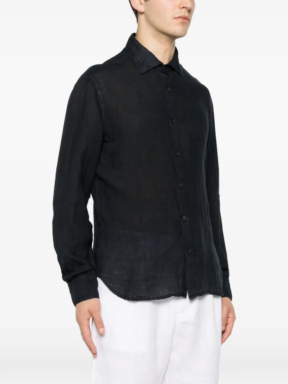 120% Lino Button-up overhemd Blauw