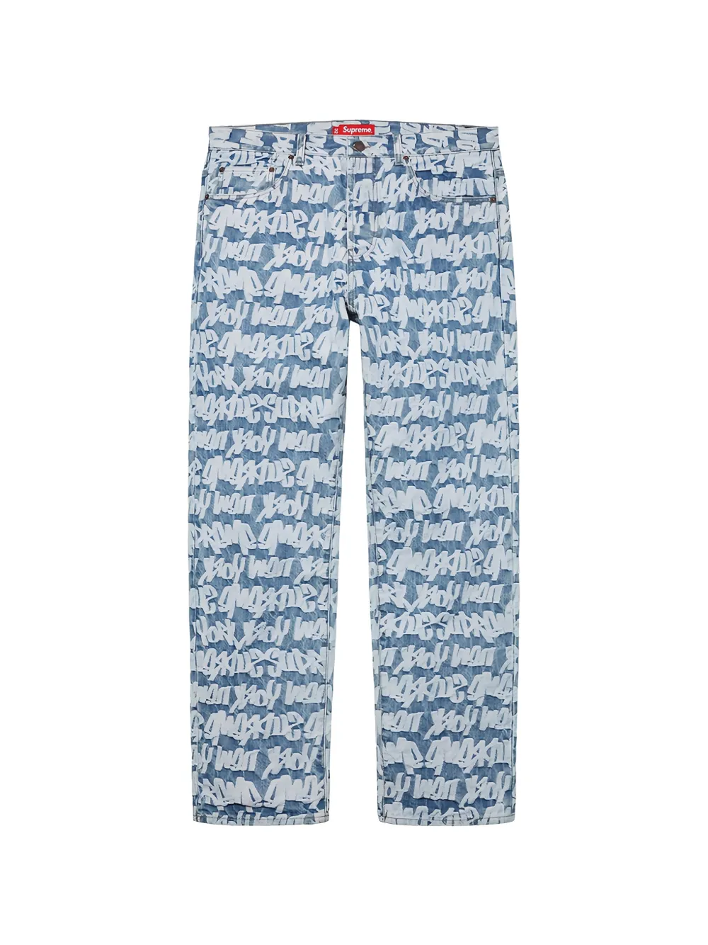 Supreme logo-print pattern jeans - Blu