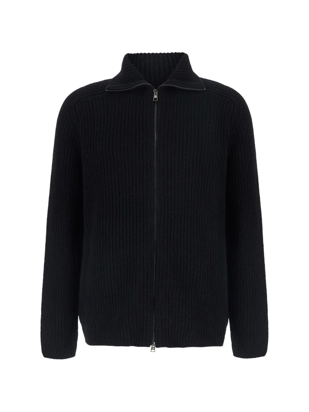 Tagliatore ribbed-knit zip-up cardigan - Schwarz