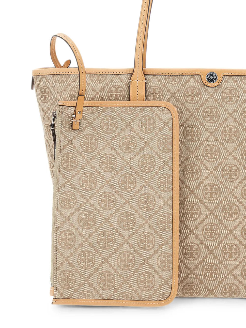 Tory Burch T-Monogram shopper met rits Beige