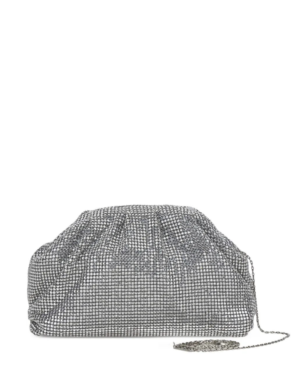 TWENTY FOURHAITCH Petra crystal-embellished ruched clutch bag - Argento