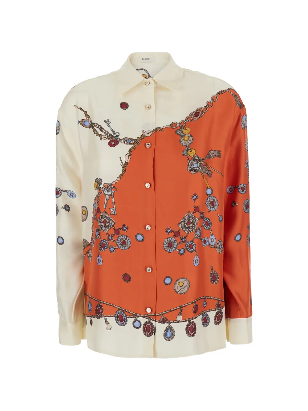 Versace printed silk twill shirt - Orange