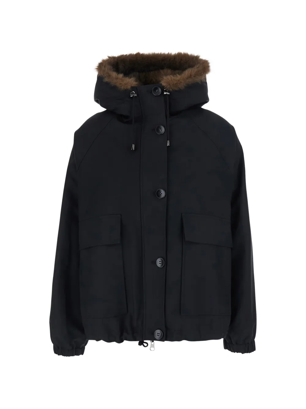 VALENTINI 1972 faux-fur trim hooded jacket - Schwarz