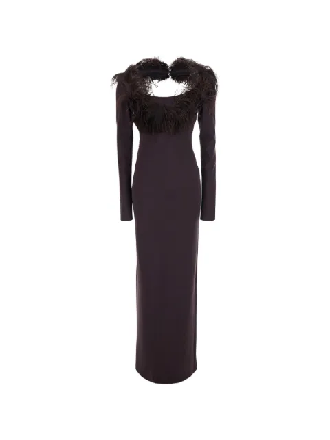 The Attico feather-trim open-back maxi dress