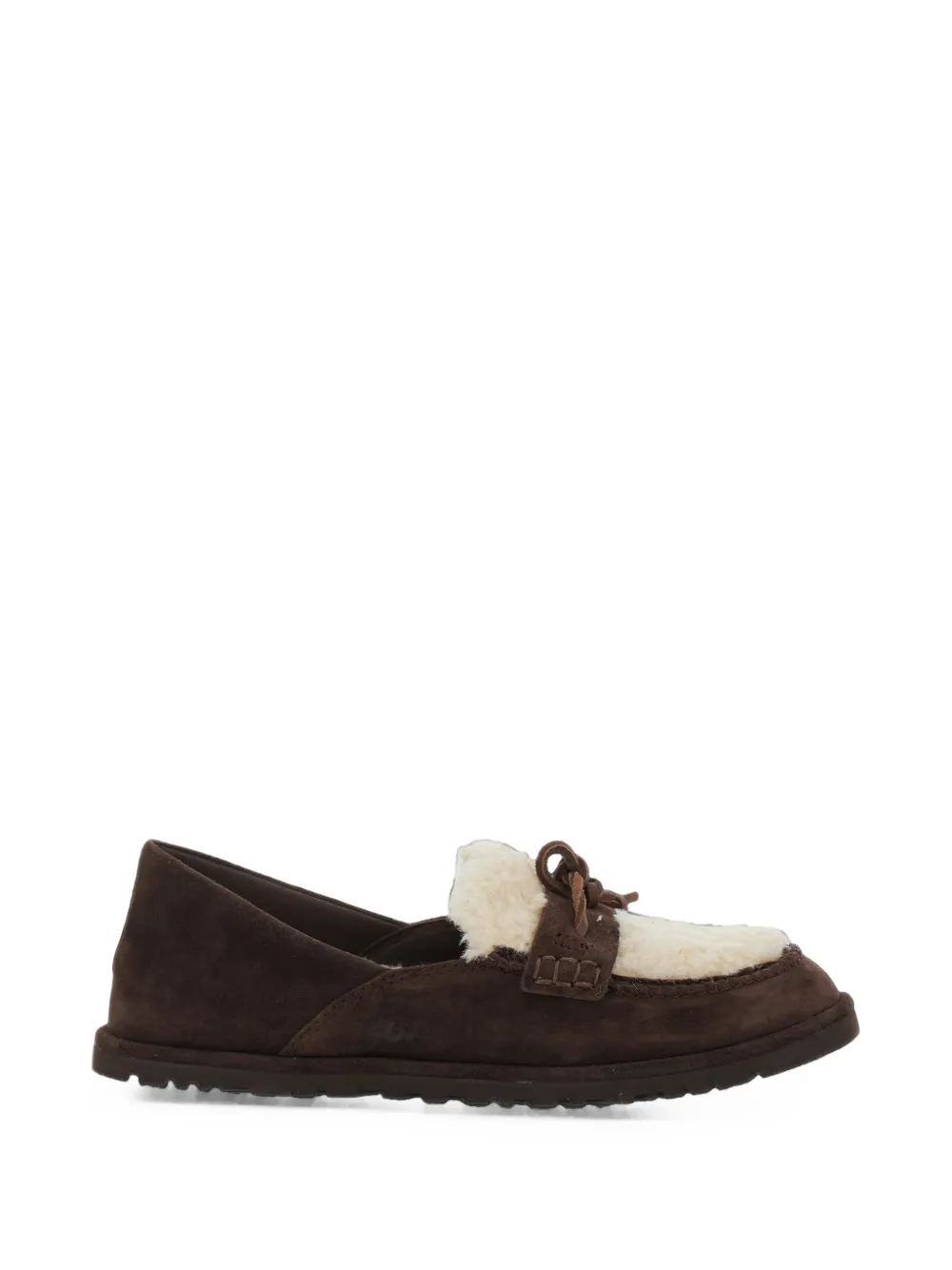 UGG Zora shearling-trim bow-detail loafers - Marrone